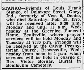 Louis Frank Stanko obit